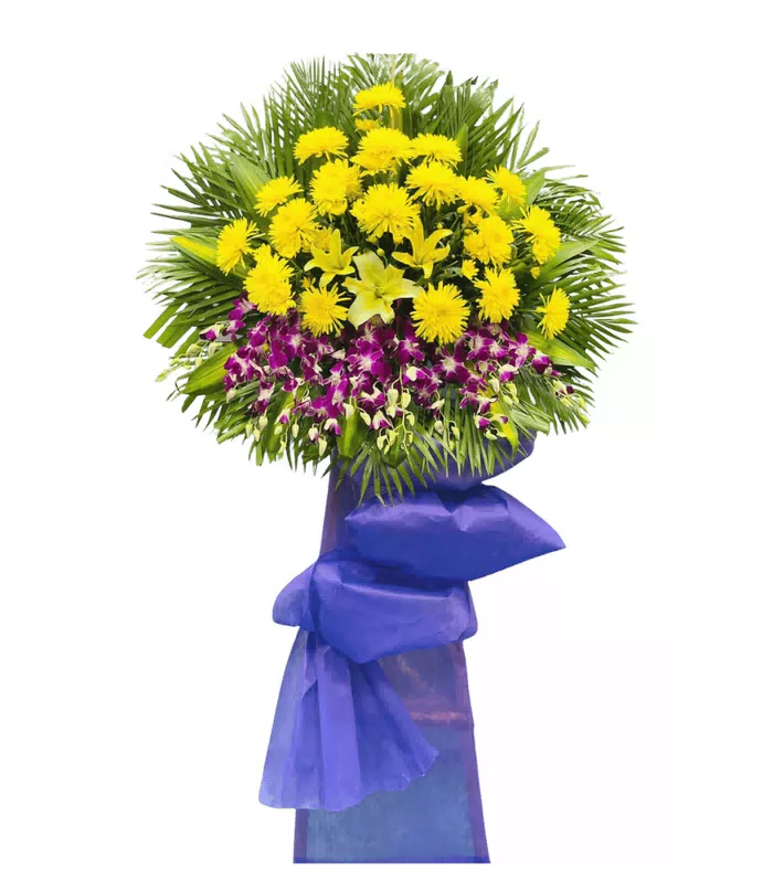 Kính Nhớ – kệ hoa phân ưu vàng tím