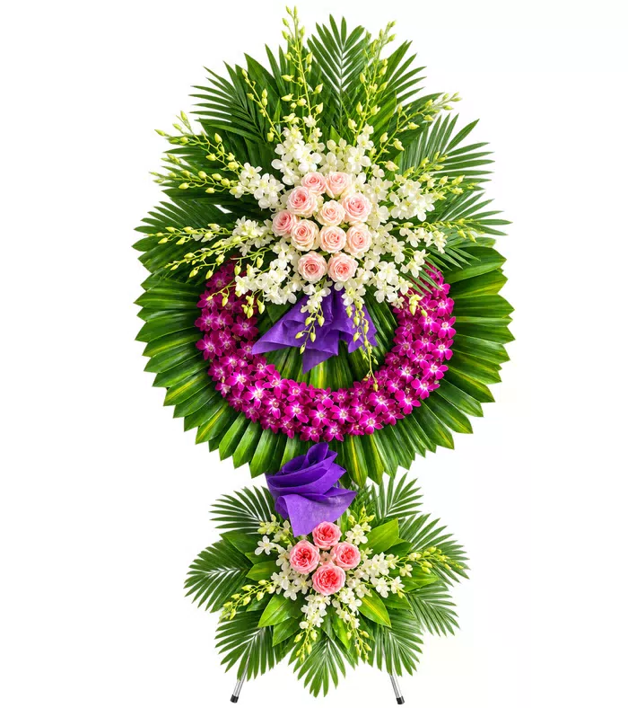 Kính Tiễn – kệ hoa phân ưu hồng phấn tím