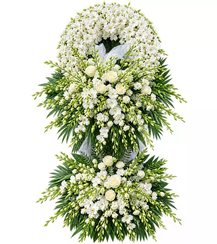 Trầm Lắng – kệ hoa phân ưu trắng xanh · 1319
