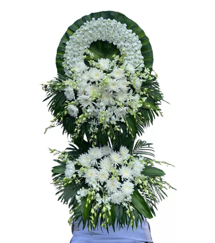 Nghĩa Ân – kệ hoa phân ưu trắng xanh · 0366