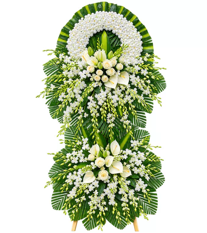 Lặng Yên – kệ hoa phân ưu hồng trắng · 1359