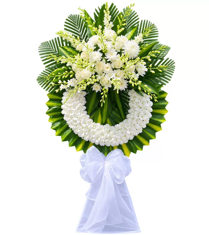 Mãi Nhớ – vòng hoa phân ưu trắng xanh