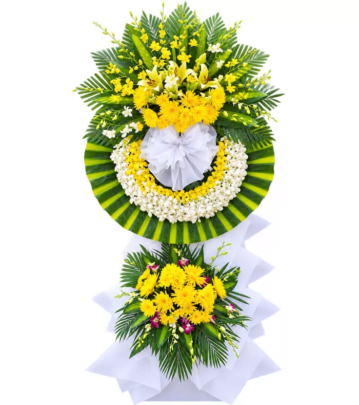 Nghĩa Ân – kệ hoa phân ưu vàng trắng · 1417