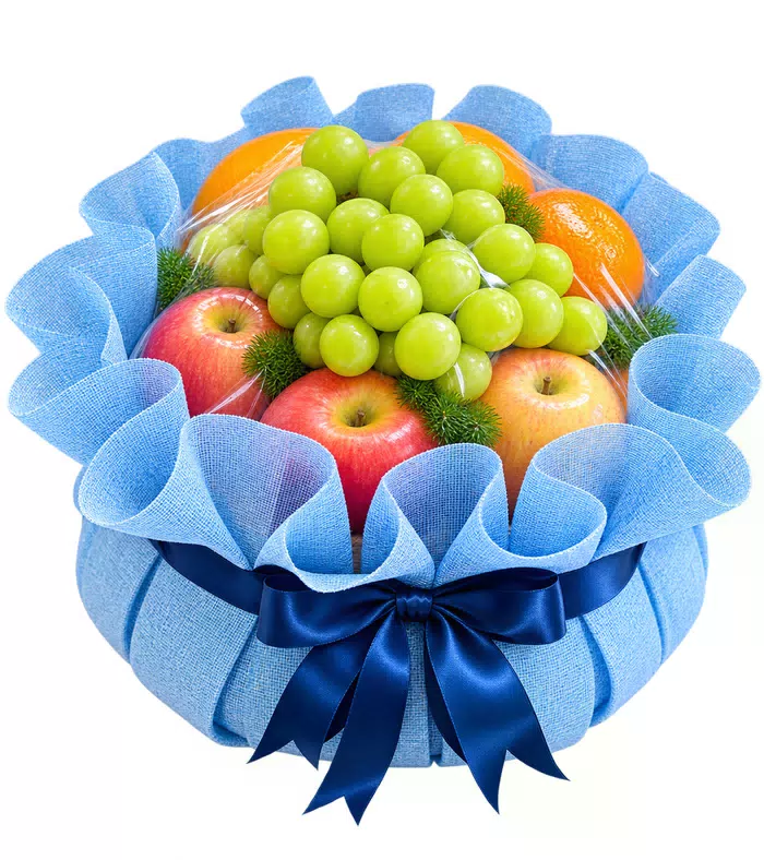 An Vui – giỏ quà trái cây lưới xanh dương