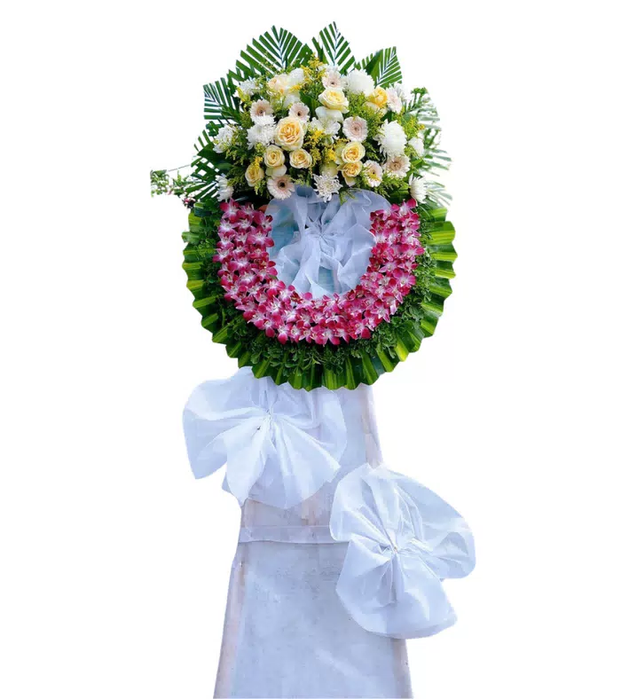 Lặng Yên – kệ hoa phân ưu kem trắng