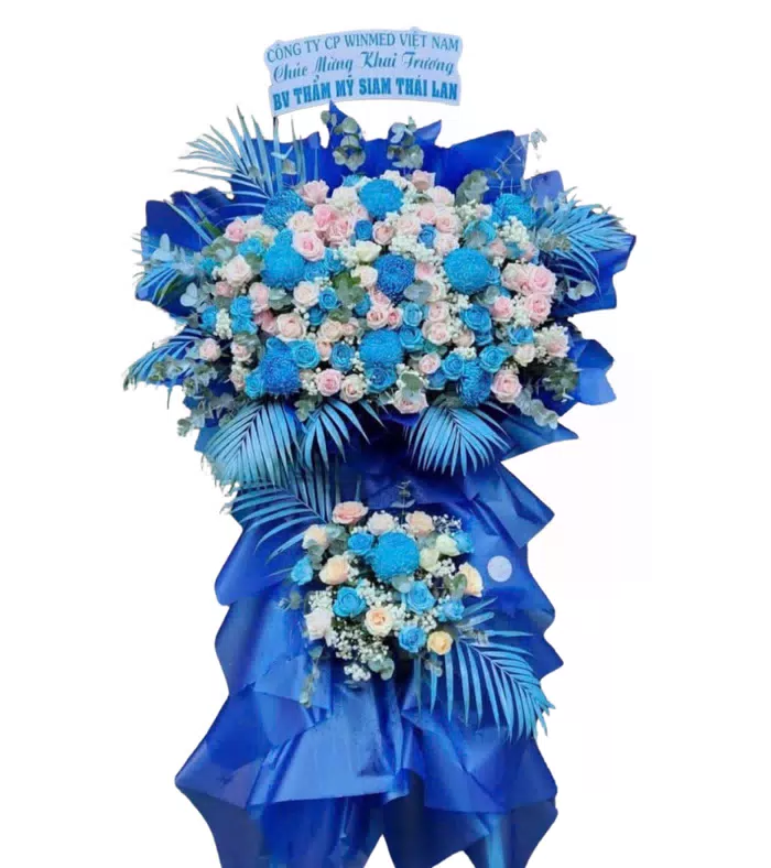 Vạn Hỷ – kệ hoa mừng khai trương trắng cùng hồng phấn