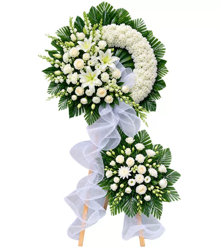 Nghĩa Tình – kệ hoa phân ưu hồng trắng