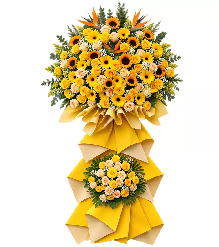 Đón Thành Công – kệ hoa chúc mừng hướng dương hai tầng · 1073