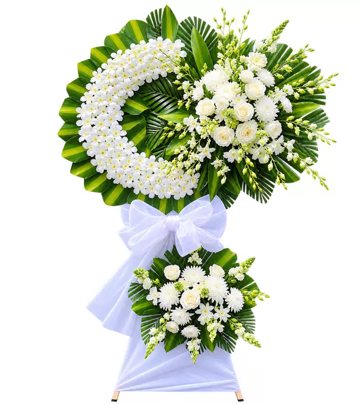 Tiễn Người – kệ hoa phân ưu trắng xanh · 1247
