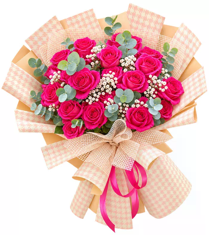 Thư Hoa – bó hoa hồng đậm giấy caro