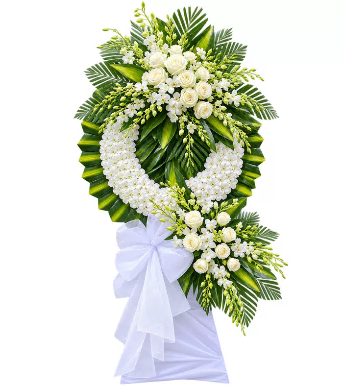 Mãi Nhớ – kệ hoa phân ưu trắng xanh · 1260