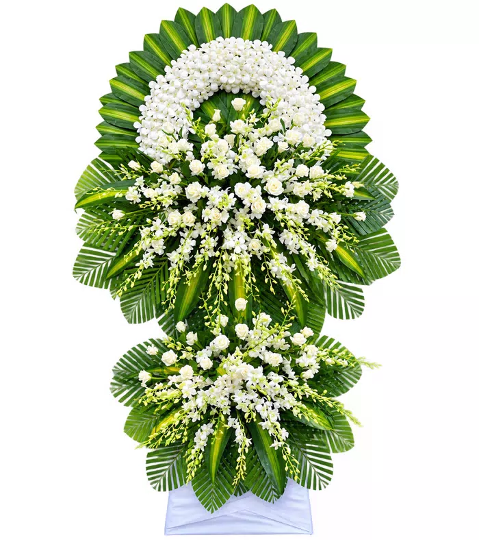 Lời Tưởng Nhớ – vòng hoa phân ưu trắng xanh