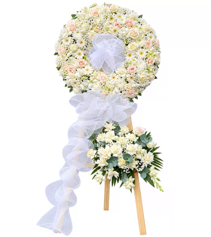 Lời Cuối – kệ vòng hoa phân ưu trắng