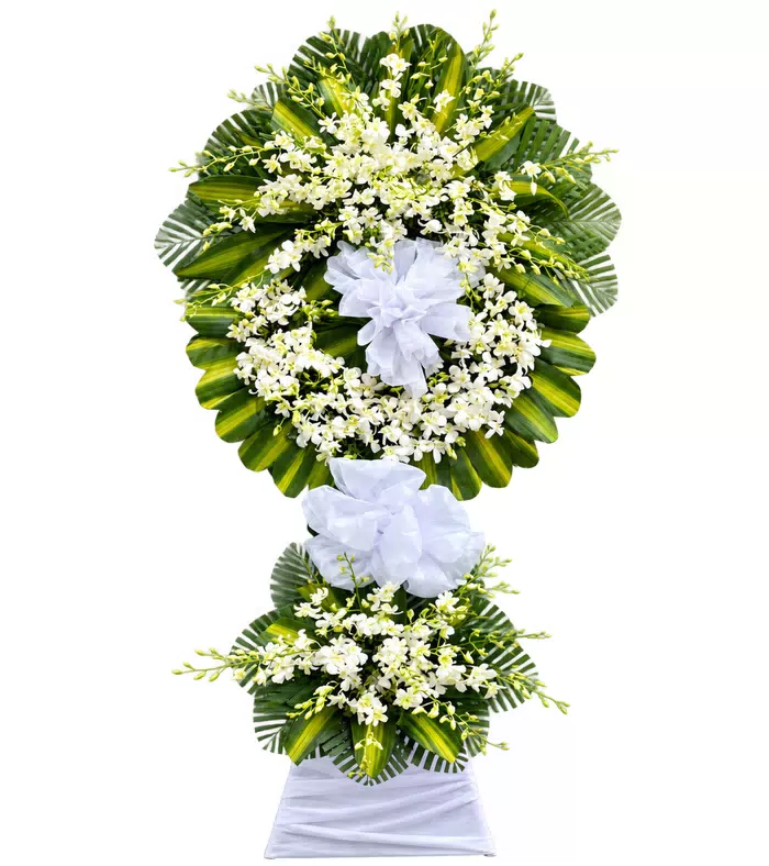 Lời Sẻ Chia – kệ hoa phân ưu trắng xanh