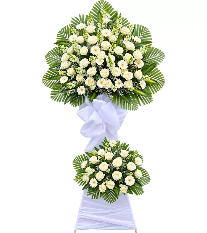 Nghĩa Ân – kệ hoa phân ưu trắng xanh · 1241