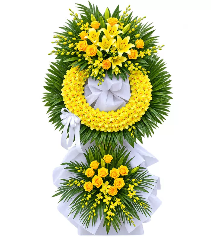 An Nhiên – kệ hoa phân ưu vàng trắng
