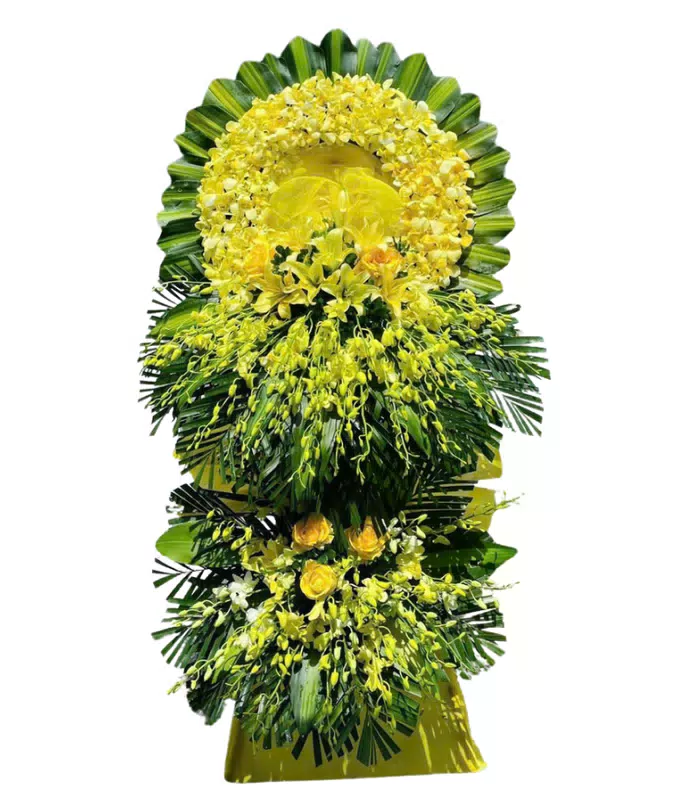 Bình An – kệ hoa phân ưu vàng xanh