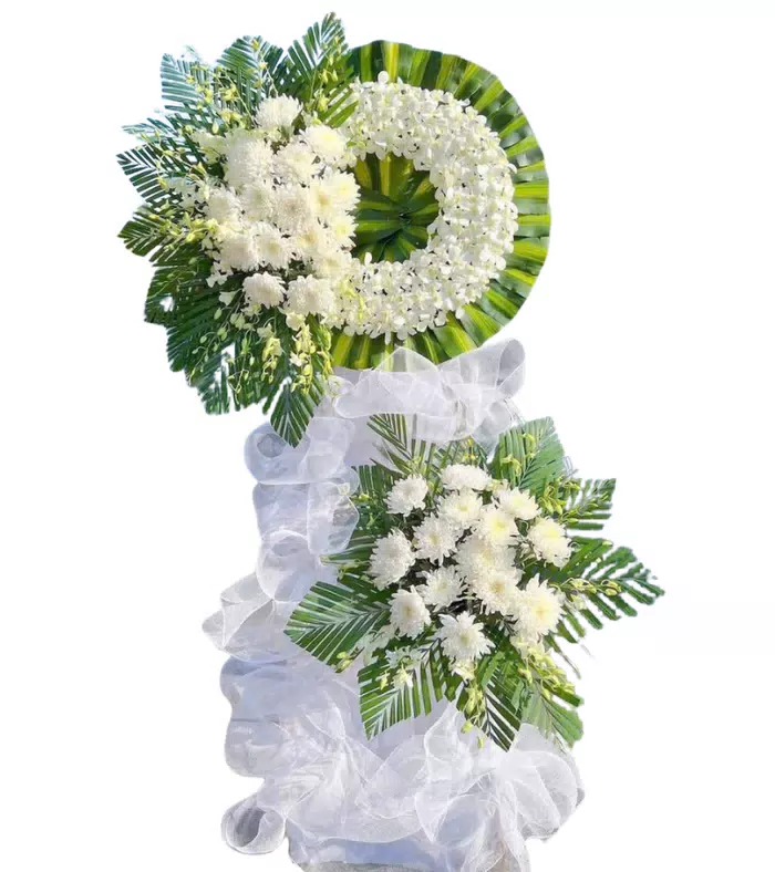 Lặng Yên – kệ hoa phân ưu trắng xanh · 0360