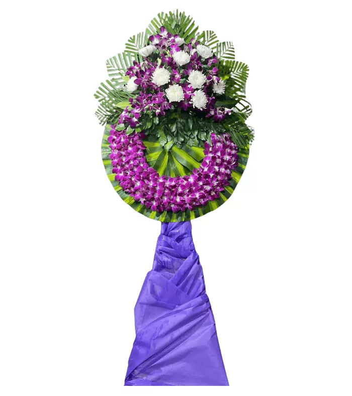 Nhớ Thương – vòng hoa phân ưu tím trắng