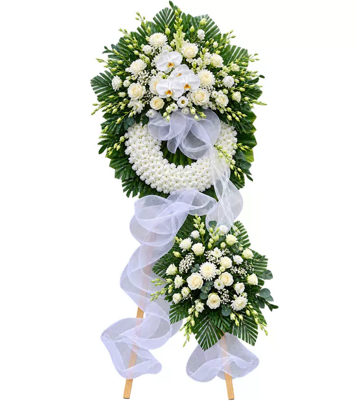 Lặng Yên – kệ hoa phân ưu trắng xanh · 1303
