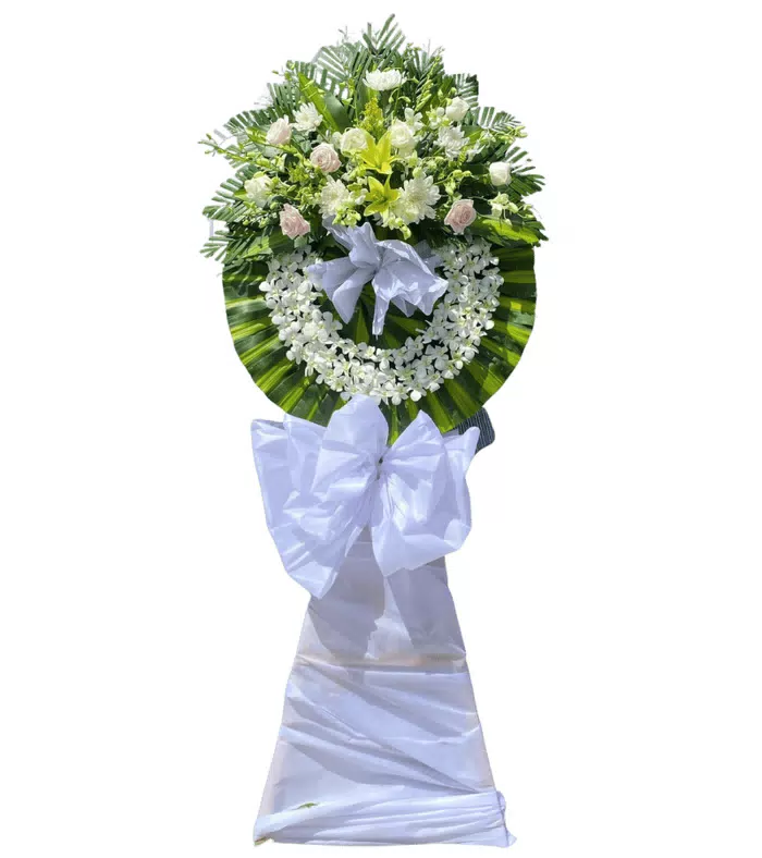 Lời Sẻ Chia – kệ hoa phân ưu trắng kem