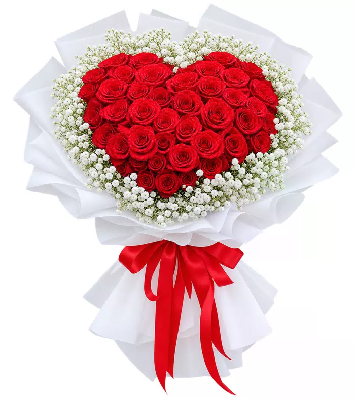 Gửi Người Thương – bó hoa hồng trái tim giấy trắng