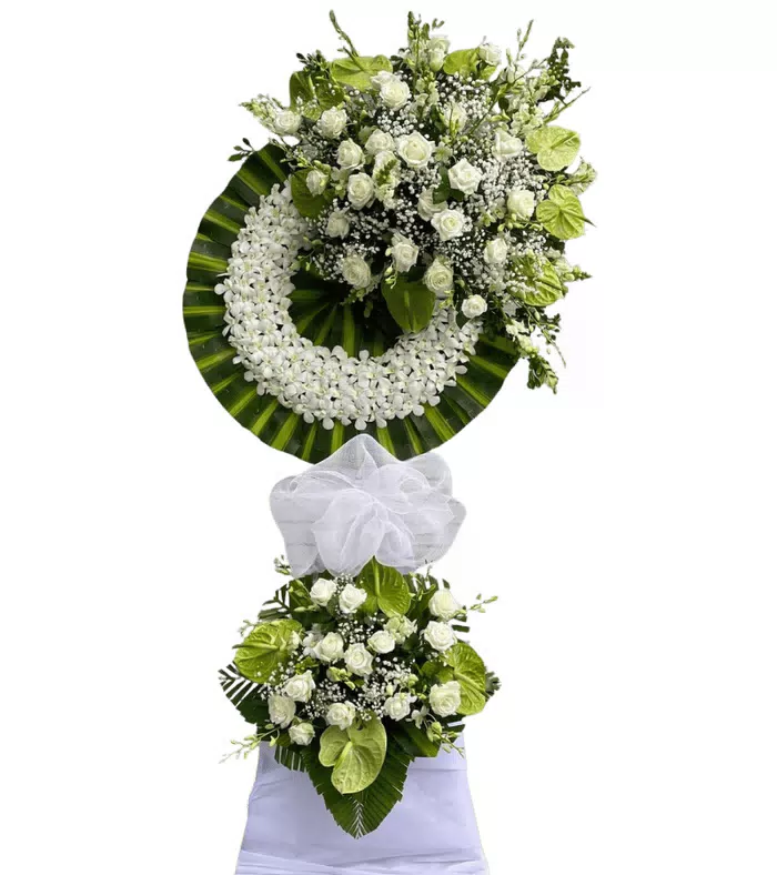 Thành Kính – kệ hoa phân ưu trắng kem · 0229