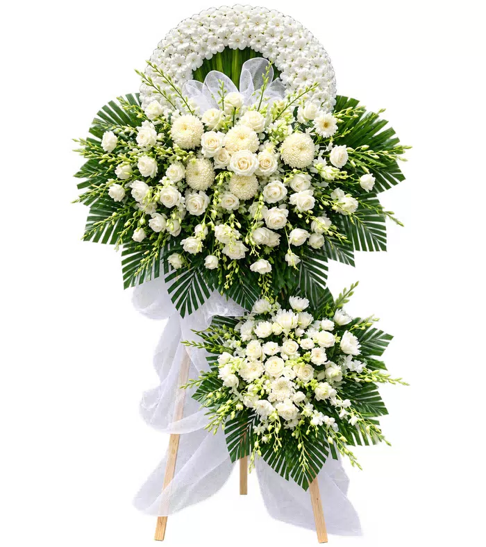 Dấu Nhớ – kệ hoa phân ưu trắng xanh · 1276