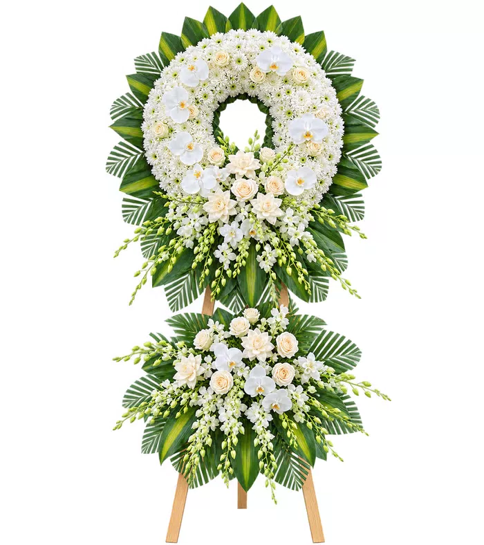 Nghĩa Cũ – kệ hoa phân ưu trắng xanh · 1326