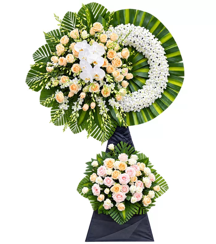 Mãi Nhớ – kệ hoa phân ưu hồng kem