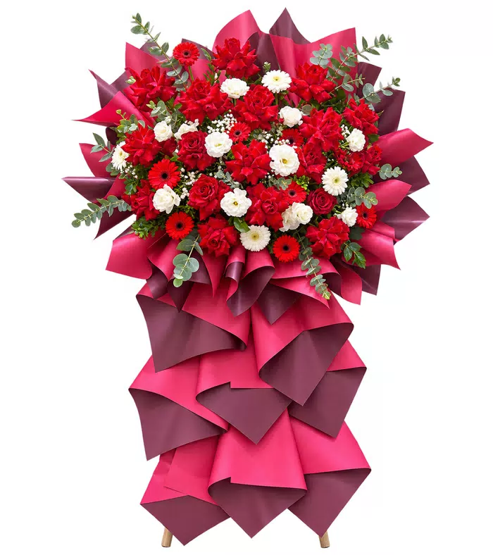 Hội Ngộ – kệ hoa chúc mừng hồng đỏ cùng hoa trắng