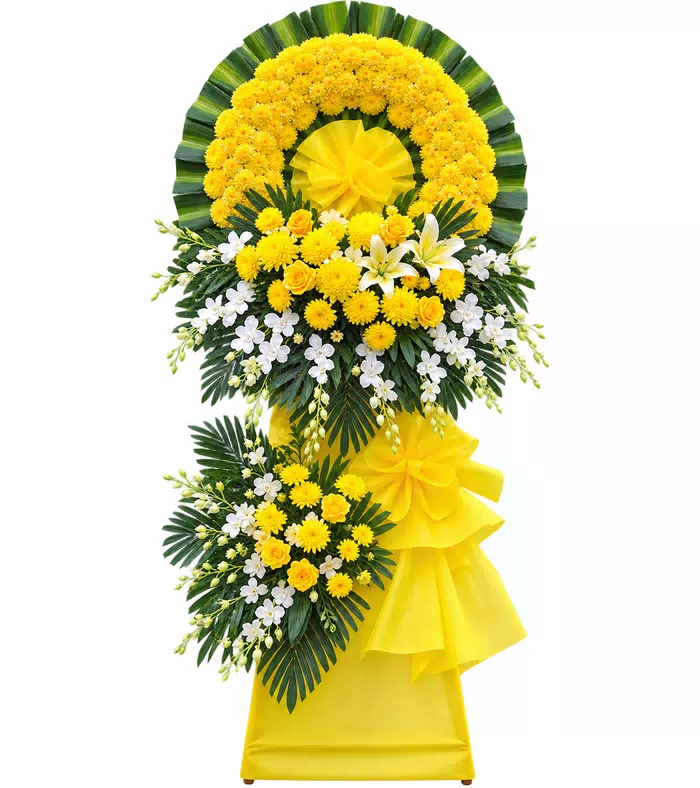 Tâm Niệm – kệ hoa phân ưu vàng trắng · 1494