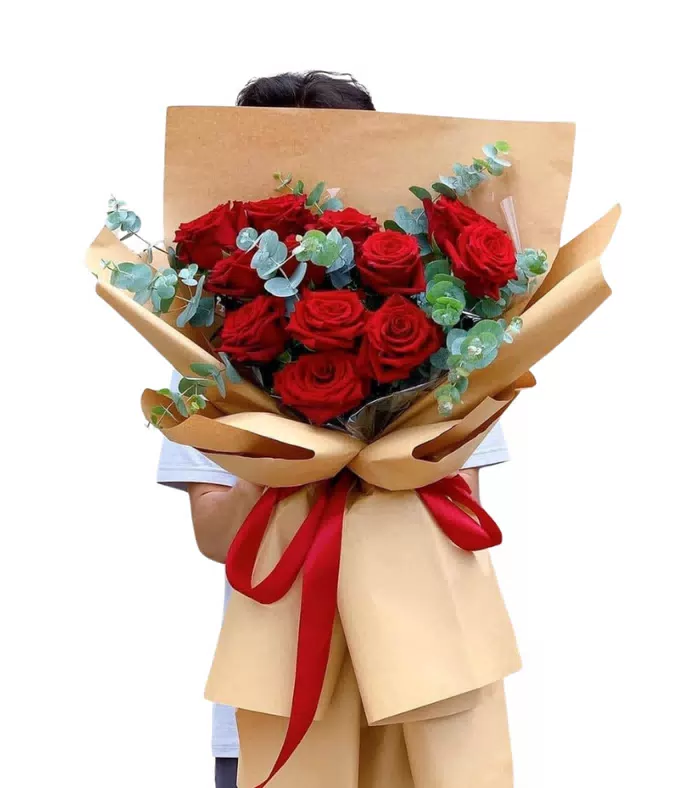 Giấc Mơ Nhỏ – bó hoa hồng đỏ giấy kraft