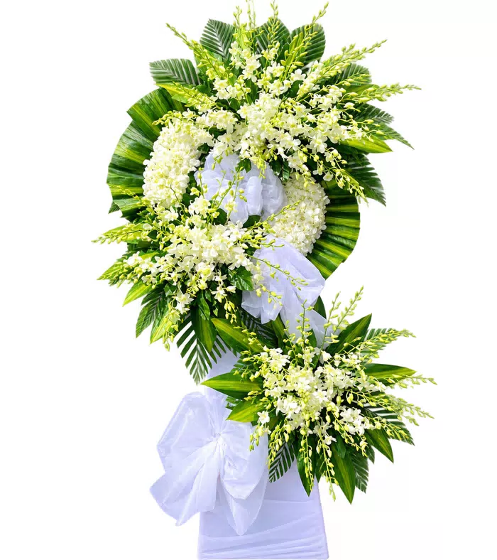 Lặng Thầm – kệ hoa phân ưu trắng xanh · 1463