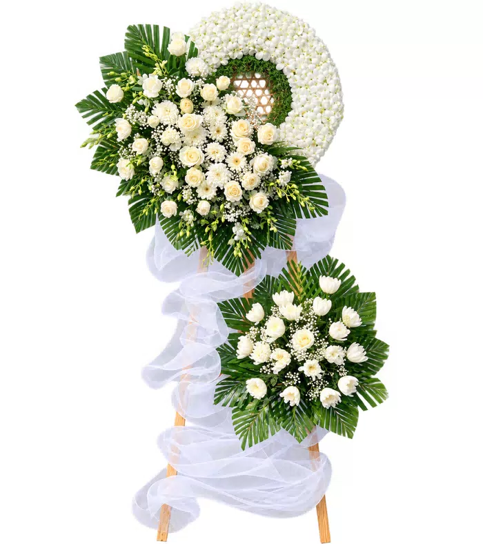Kính Tiễn – kệ hoa phân ưu hồng trắng