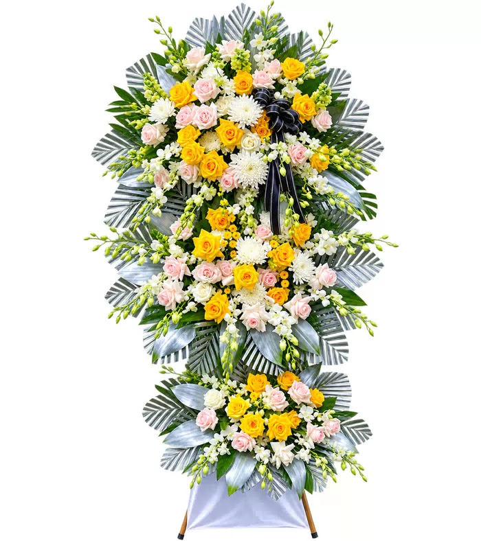 Tâm Niệm – kệ hoa phân ưu vàng hồng trắng