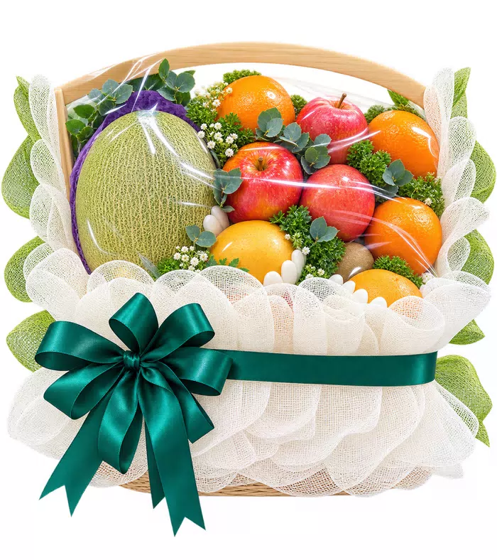 Quà Tâm Giao – giỏ quà trái cây lưới trắng · 0882