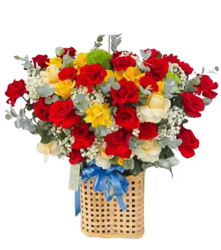 Gửi Bình Yên – giỏ hoa hồng đỏ