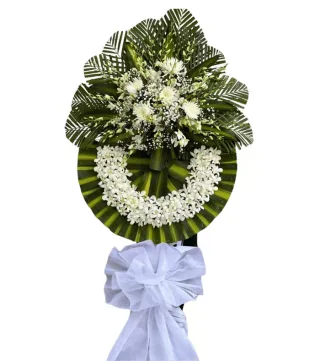 An Nhiên – vòng hoa phân ưu trắng xanh · 0223