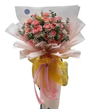 Gửi Người Thương – bó hoa hồng san hô và hồng phấn