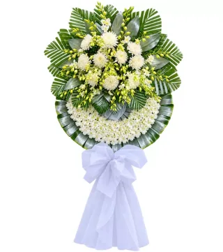 Vĩnh Niệm – vòng hoa phân ưu trắng lá bạc