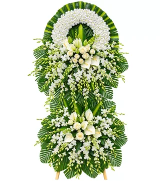 Lặng Yên – kệ hoa phân ưu hồng trắng · 1359