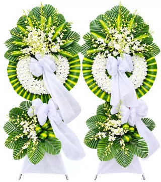 Bình An – kệ hoa phân ưu trắng xanh · 1316