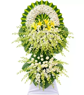 Lời Phân Ưu – kệ hoa phân ưu vàng trắng · 1233