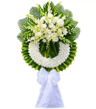 Mãi Nhớ – vòng hoa phân ưu trắng xanh