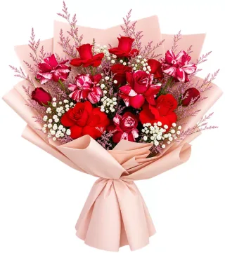 Thương Mến – bó hoa hồng đỏ cùng lan