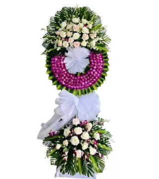 Tâm Thành – kệ hoa phân ưu trắng hồng