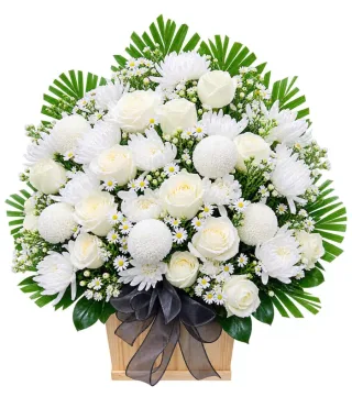 An Nhiên – giỏ hoa phân ưu trắng