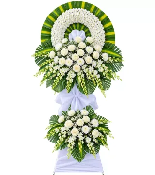 Hoài Niệm – kệ hoa phân ưu trắng xanh · 1244