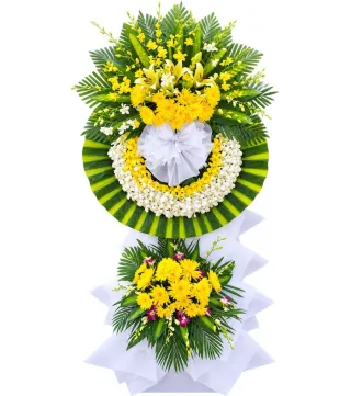 Nghĩa Ân – kệ hoa phân ưu vàng trắng · 1417